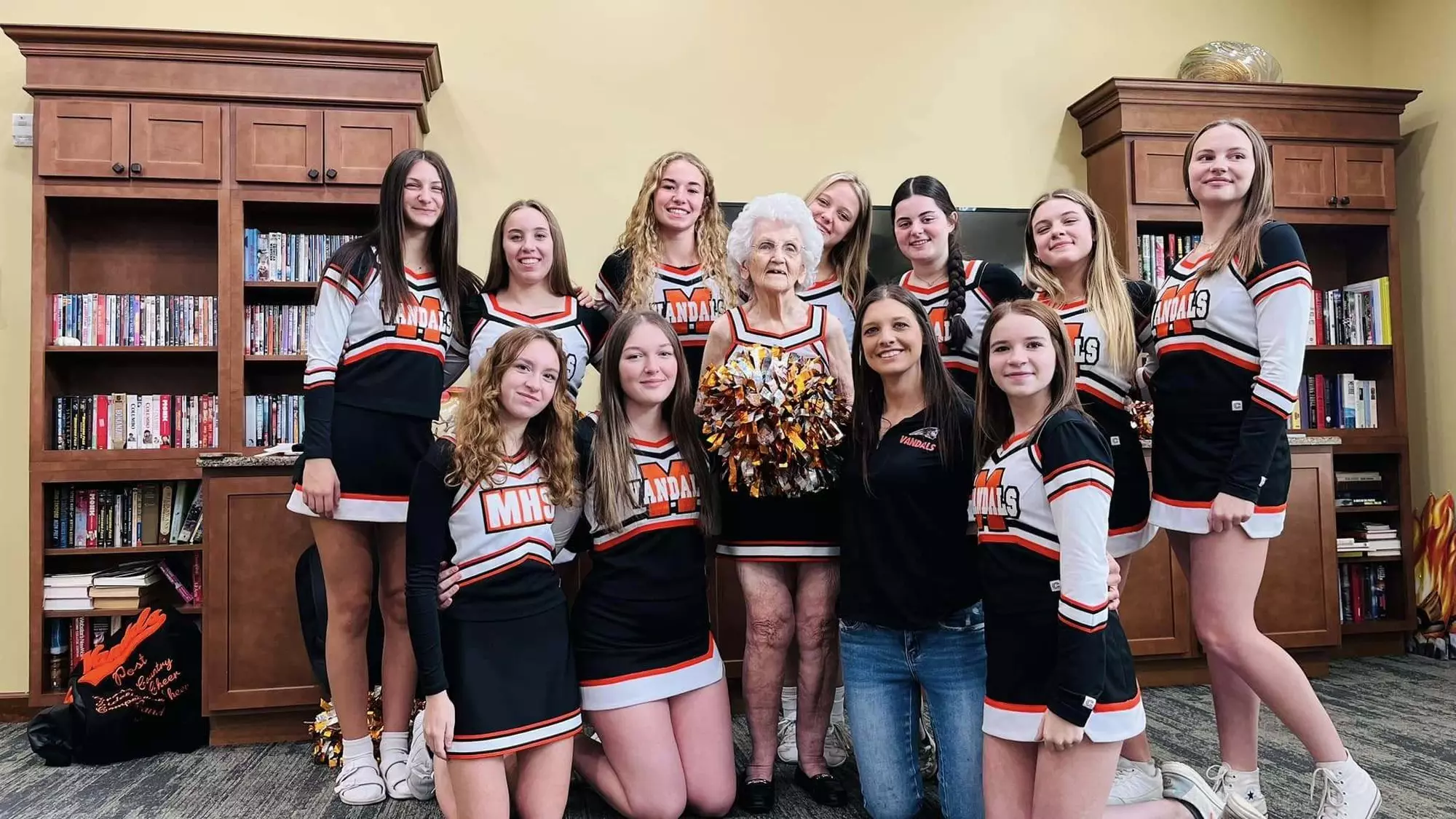Candlestone Resident, 97, Joins High School Cheer Team She Helped Start